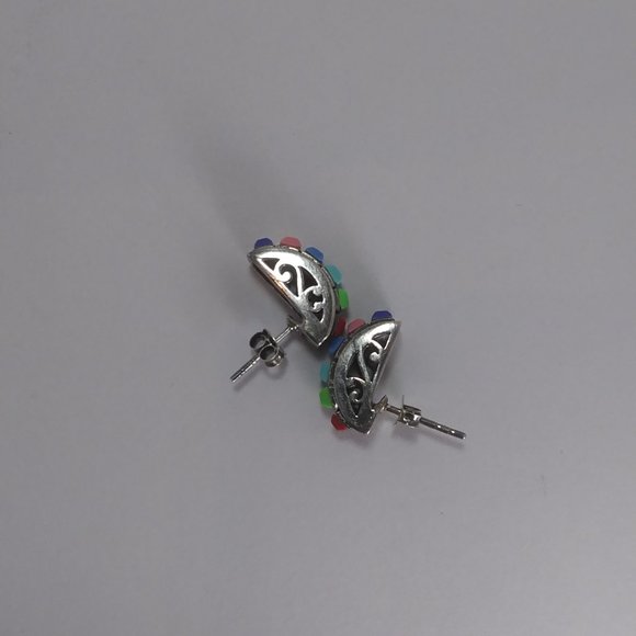 Vintage Rare Silpada 925 sterling Silver Multi color Stone Earrings - Picture 10 of 16